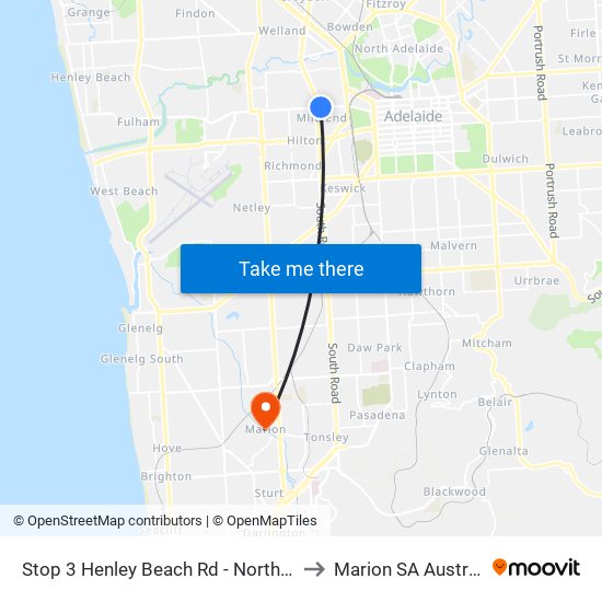 Stop 3 Henley Beach Rd - North side to Marion SA Australia map