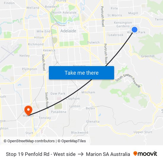 Stop 19 Penfold Rd - West side to Marion SA Australia map