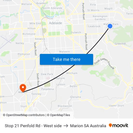 Stop 21 Penfold Rd - West side to Marion SA Australia map