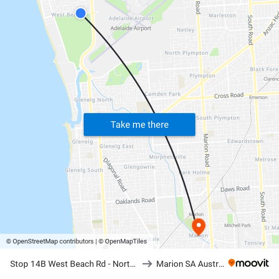 Stop 14B West Beach Rd - North side to Marion SA Australia map