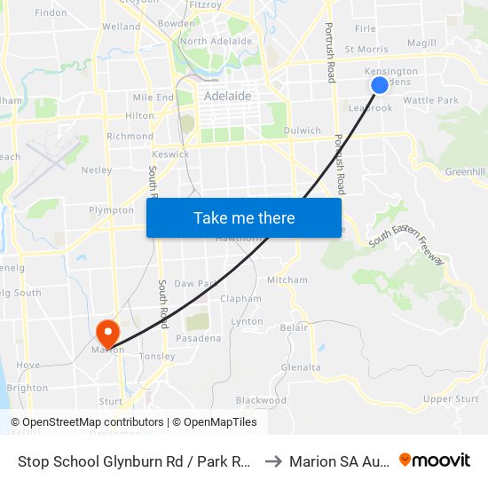 Stop School Glynburn Rd / Park Rd - West side to Marion SA Australia map