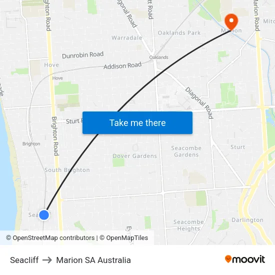 Seacliff to Marion SA Australia map