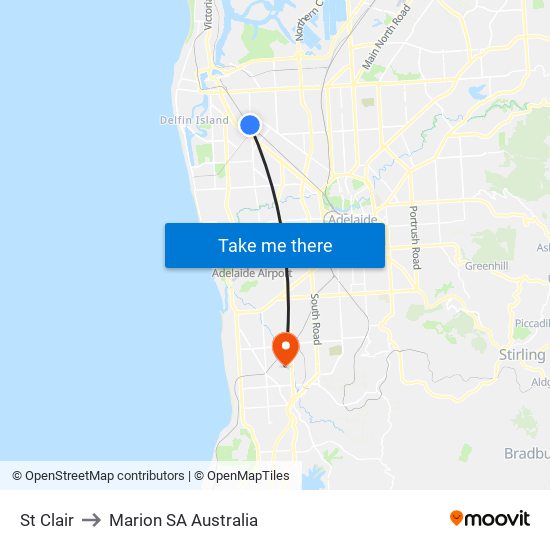 St Clair to Marion SA Australia map