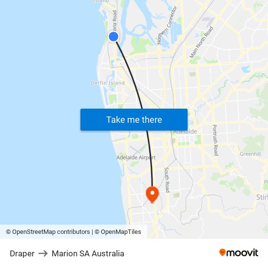 Draper to Marion SA Australia map