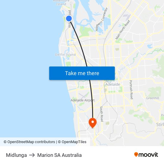 Midlunga to Marion SA Australia map