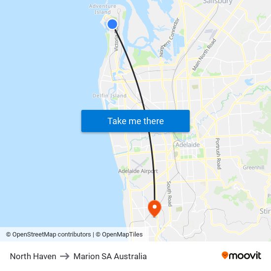 North Haven to Marion SA Australia map