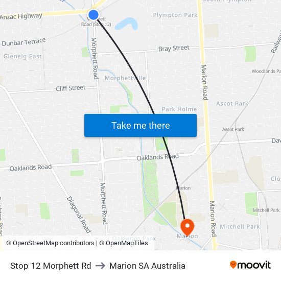 Stop 12 Morphett Rd to Marion SA Australia map