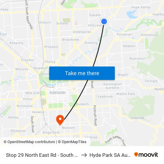 Stop 29 North East Rd - South East side to Hyde Park SA Australia map