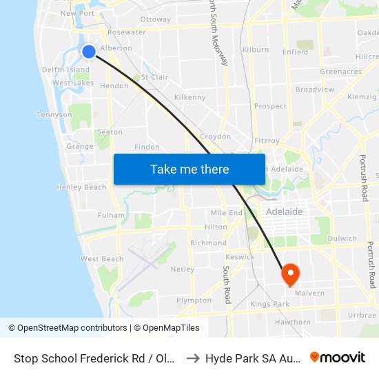 Stop School Frederick Rd / Old Port Rd to Hyde Park SA Australia map