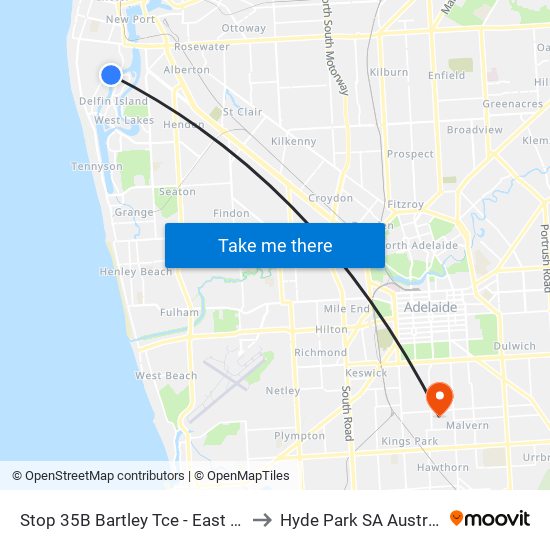 Stop 35B Bartley Tce - East side to Hyde Park SA Australia map