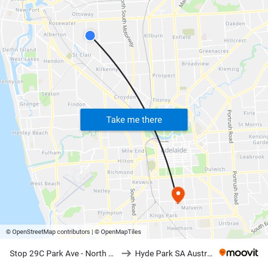 Stop 29C Park Ave - North side to Hyde Park SA Australia map