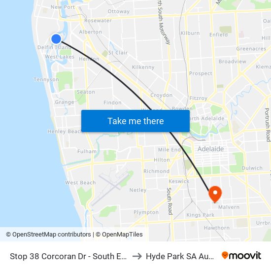 Stop 38 Corcoran Dr - South East side to Hyde Park SA Australia map