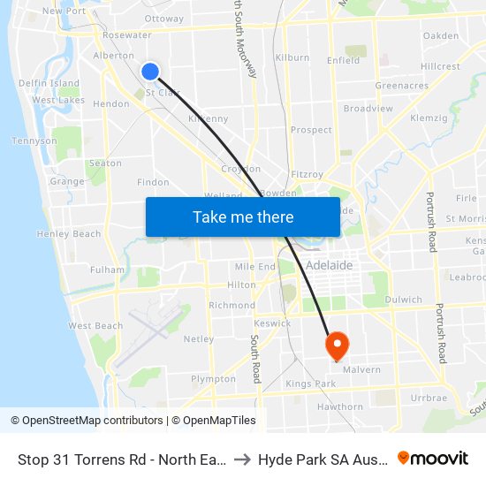 Stop 31 Torrens Rd - North East side to Hyde Park SA Australia map