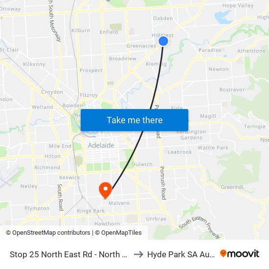 Stop 25 North East Rd - North West side to Hyde Park SA Australia map