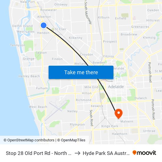 Stop 28 Old Port Rd - North side to Hyde Park SA Australia map