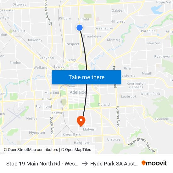 Stop 19 Main North Rd - West side to Hyde Park SA Australia map