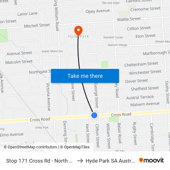 Stop 171 Cross Rd - North side to Hyde Park SA Australia map