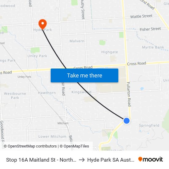 Stop 16A Maitland St - North side to Hyde Park SA Australia map