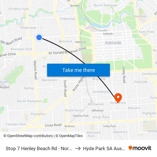 Stop 7 Henley Beach Rd - North side to Hyde Park SA Australia map