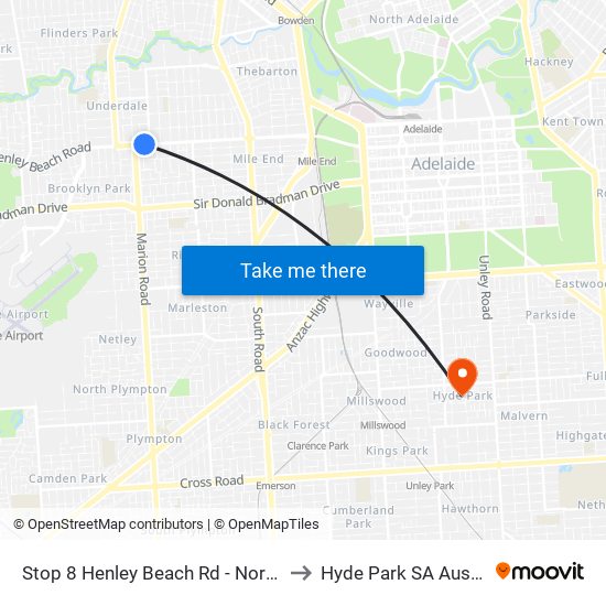 Stop 8 Henley Beach Rd - North side to Hyde Park SA Australia map