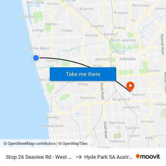 Stop 26 Seaview Rd - West side to Hyde Park SA Australia map