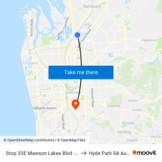 Stop 33E Mawson Lakes Blvd - East side to Hyde Park SA Australia map
