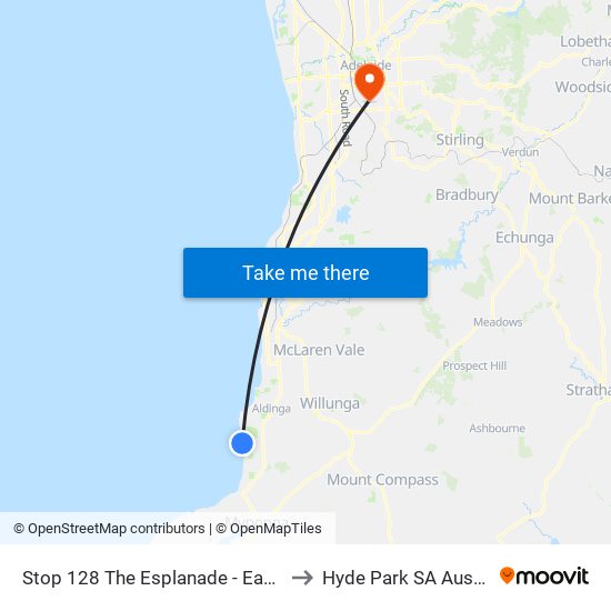 Stop 128 The Esplanade - East side to Hyde Park SA Australia map
