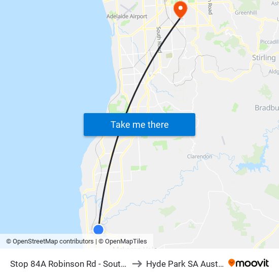 Stop 84A Robinson Rd - South side to Hyde Park SA Australia map