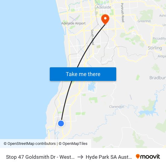 Stop 47 Goldsmith Dr - West side to Hyde Park SA Australia map