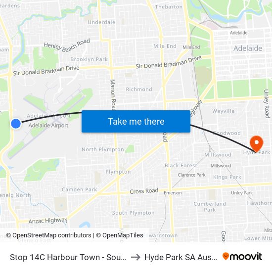 Stop 14C Harbour Town - South side to Hyde Park SA Australia map