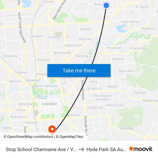 Stop School Charmaine Ave / Volare Ave to Hyde Park SA Australia map