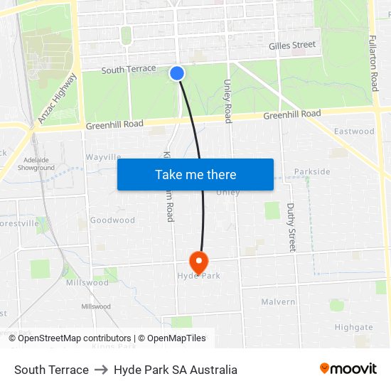 South Terrace to Hyde Park SA Australia map