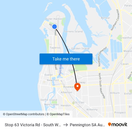 Stop 63 Victoria Rd - South West side to Pennington SA Australia map