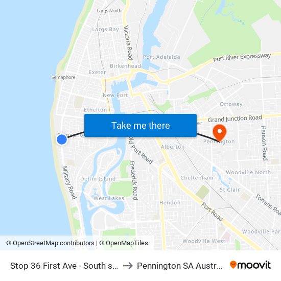 Stop 36 First Ave - South side to Pennington SA Australia map