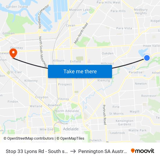 Stop 33 Lyons Rd - South side to Pennington SA Australia map