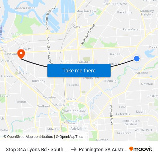 Stop 34A Lyons Rd - South side to Pennington SA Australia map
