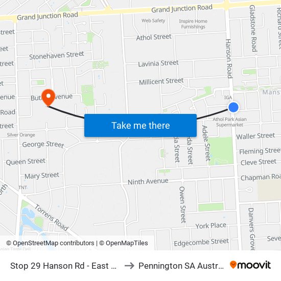 Stop 29 Hanson Rd - East side to Pennington SA Australia map