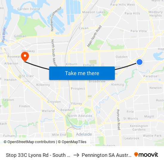 Stop 33C Lyons Rd - South side to Pennington SA Australia map