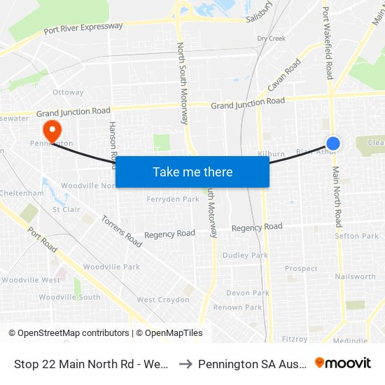 Stop 22 Main North Rd - West side to Pennington SA Australia map