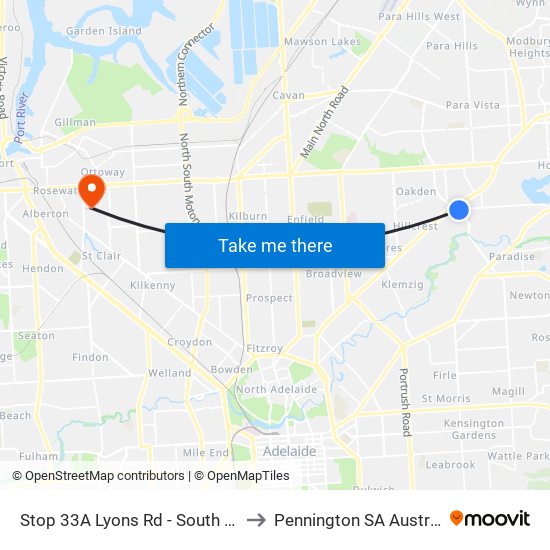 Stop 33A Lyons Rd - South side to Pennington SA Australia map