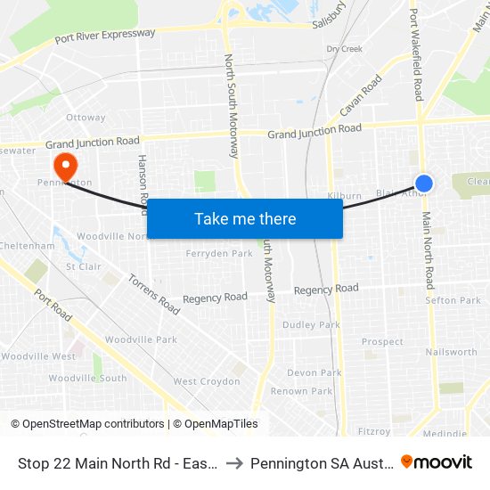 Stop 22 Main North Rd - East side to Pennington SA Australia map