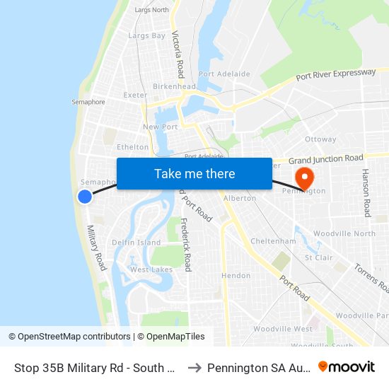Stop 35B Military Rd - South West side to Pennington SA Australia map