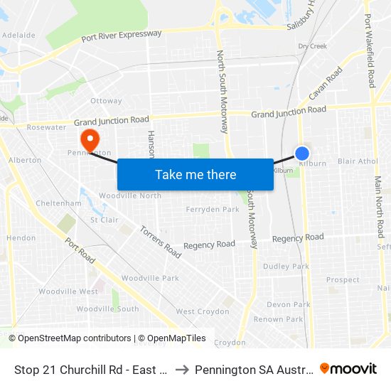 Stop 21 Churchill Rd - East side to Pennington SA Australia map