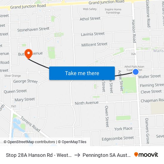 Stop 28A Hanson Rd - West side to Pennington SA Australia map