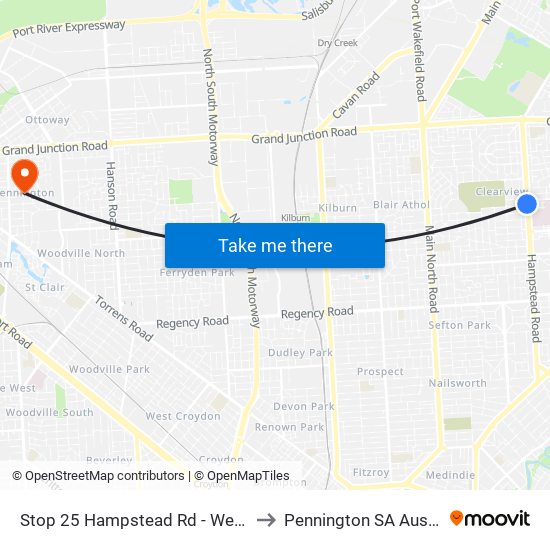 Stop 25 Hampstead Rd - West side to Pennington SA Australia map