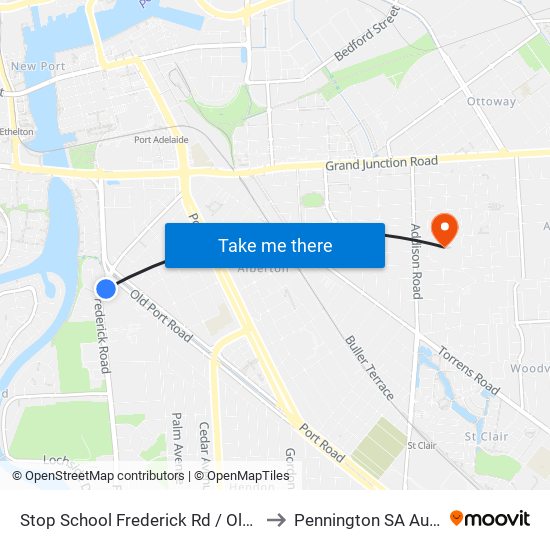 Stop School Frederick Rd / Old Port Rd to Pennington SA Australia map