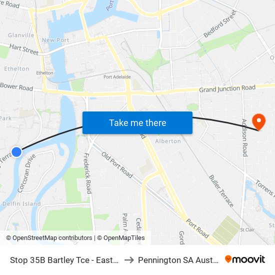 Stop 35B Bartley Tce - East side to Pennington SA Australia map