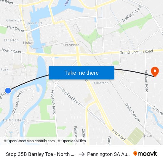 Stop 35B Bartley Tce - North West side to Pennington SA Australia map