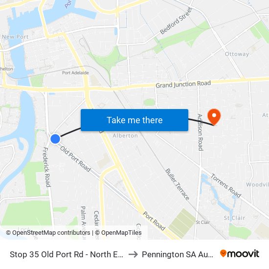 Stop 35 Old Port Rd - North East side to Pennington SA Australia map