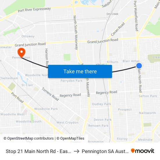 Stop 21 Main North Rd - East side to Pennington SA Australia map